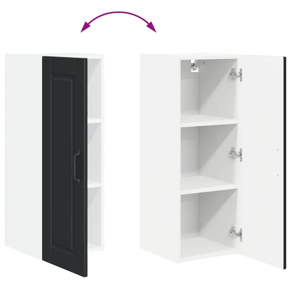 Wall Cabinet 30x31x80cm Black Engineered Wood Modern Storage with Shelves