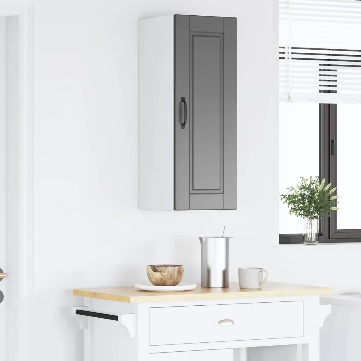 Wall Cabinet 30x31x80cm Black Engineered Wood Modern Storage with Shelves