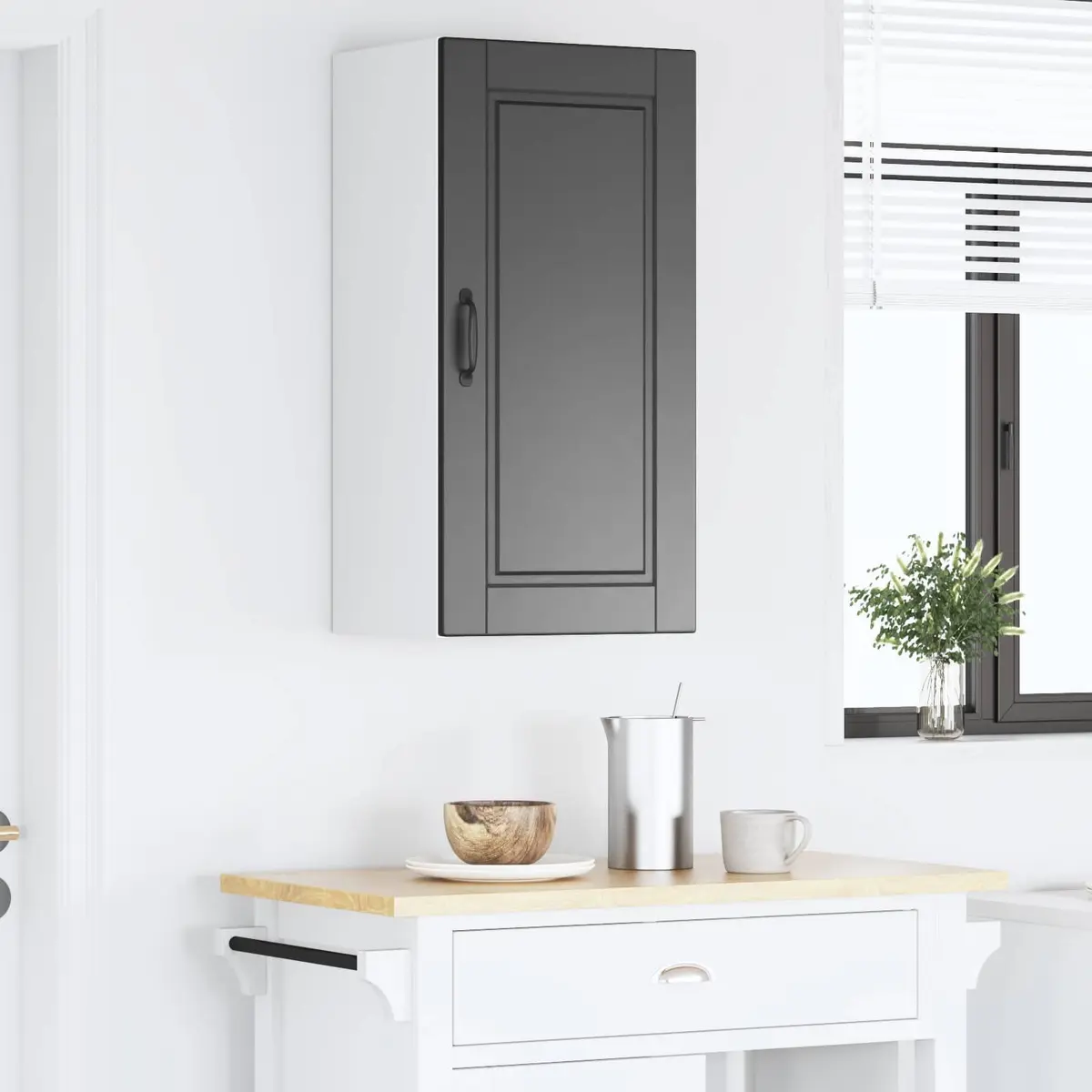 Wall Cabinet 40x31x80cm Black Engineered Wood Shelves Organiser