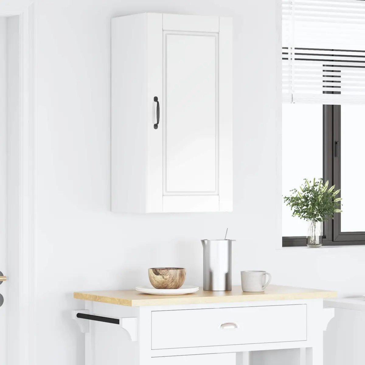 Wall Cabinet 40 x 31 x 80 cm High Gloss White Modern Shelves Compartments