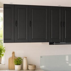 Wall Cabinet Kitchen Storage Black Engineered Wood 50x31x80cm Shelves