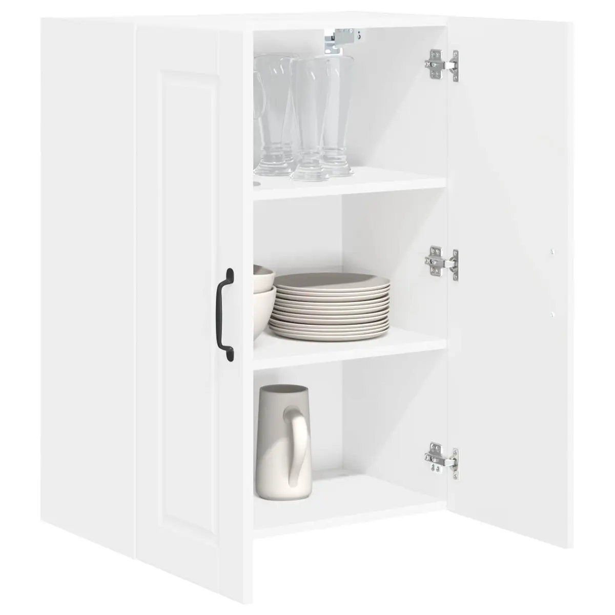 Wall Cabinet PORTO White Kitchen Storage 60 x 31 x 80 cm Engineered Wood Shelves