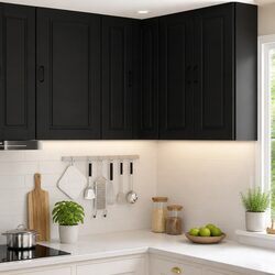 Wall Corner Kitchen Cabinet Black 57x57x80cm Storage Shelves Organiser Unit