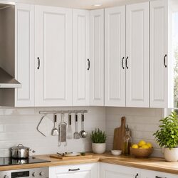 Space-Saving White Corner Kitchen Cabinet for Modern Living 57x57x100cm