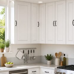 Wall Corner Kitchen Cabinet High Gloss White Modern Storage Unit Shelves