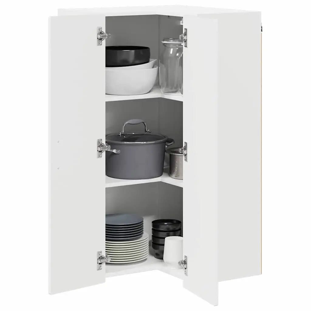 Wall Corner Kitchen Cabinet High Gloss White Modern Storage Unit Shelves