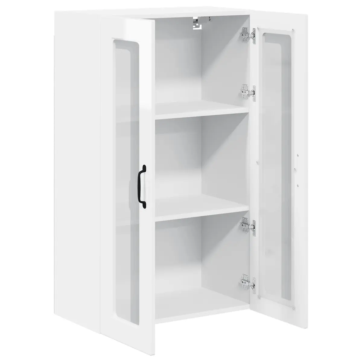 Wall Glass Cabinet High Gloss White Kitchen Storage Wall-Mounted Compartment