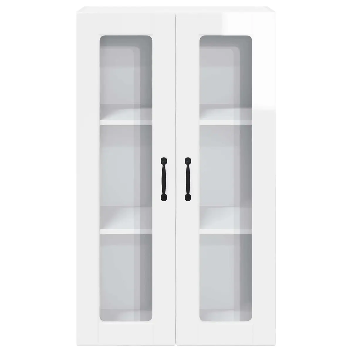 Wall Glass Cabinet High Gloss White Kitchen Storage Wall-Mounted Compartment