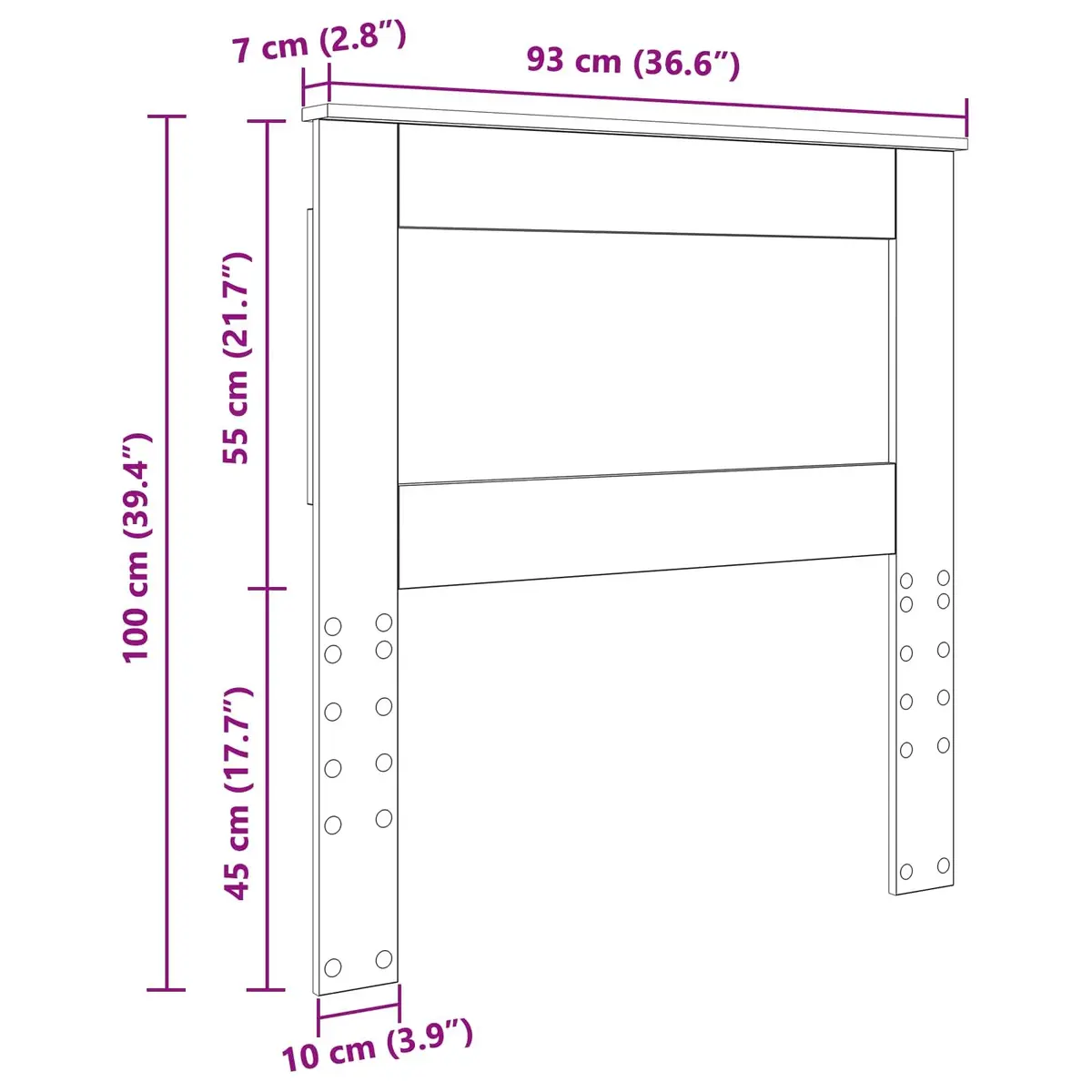 White Headboard 90cm Modern Bedroom Furniture Engineered Wood Wall Mount