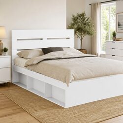 Transform Your Bedroom with This White Engineered Wood Headboard