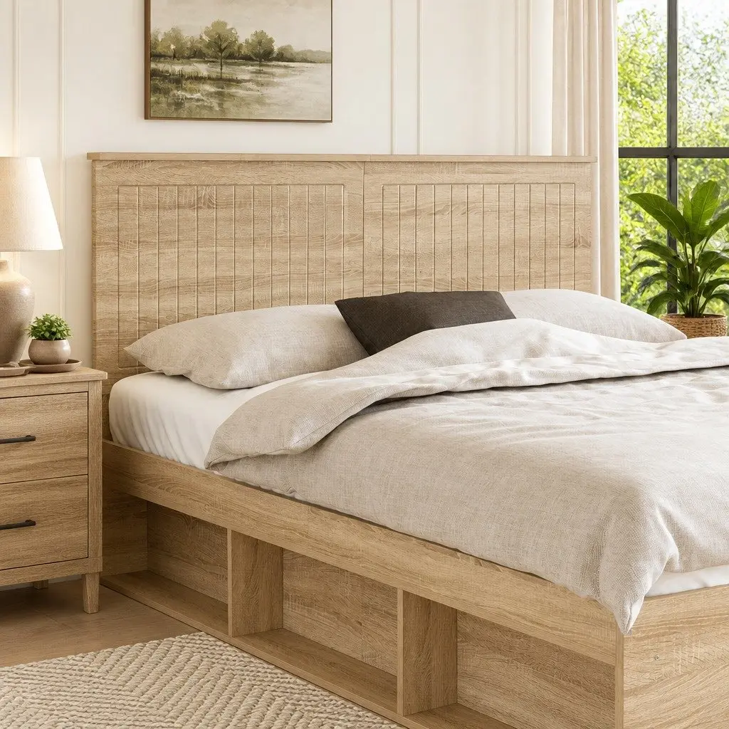 Modern Headboard 150 cm Brown Engineered Wood Bedroom Furniture Minimalist