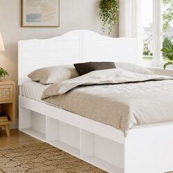 White Headboard Engineered Wood Modern Bedroom Furniture Minimalist Wall Mounted