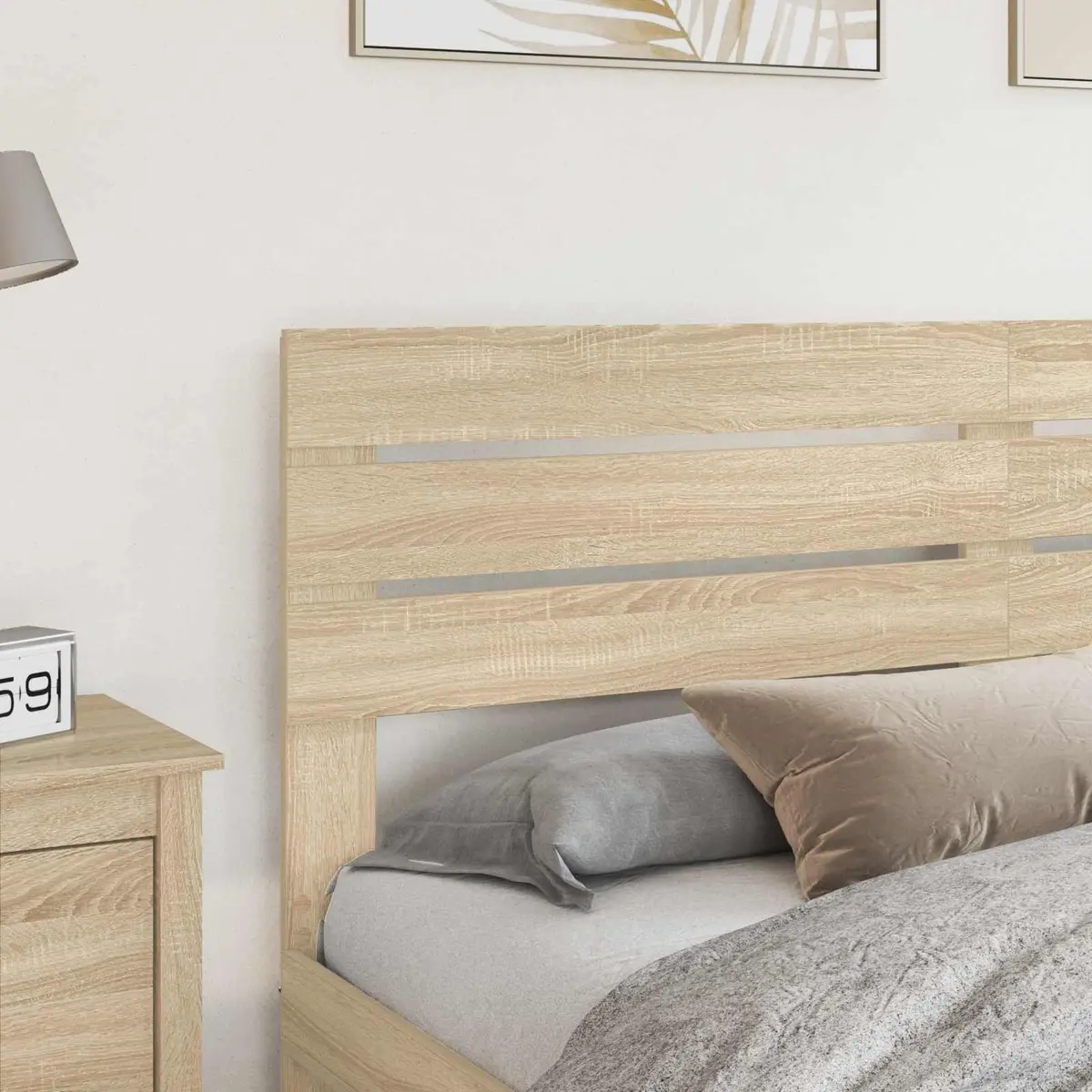 Modern Headboard Brown Engineered Wood Rectangular Bedroom Furniture Sleek