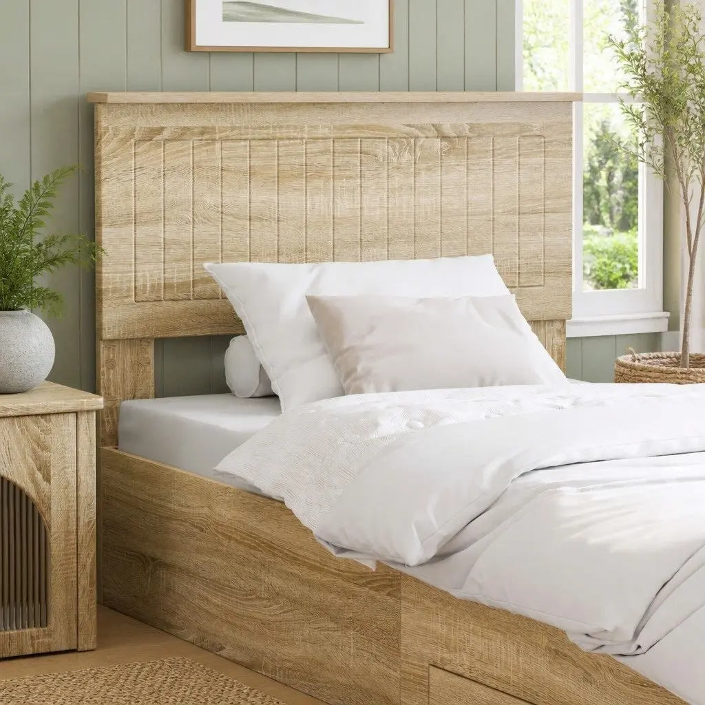 Headboard Engineered Wood Brown Modern Bedroom Furniture Minimalist Design