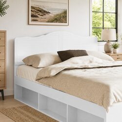 White Engineered Wood Headboard Modern Minimalist Bedroom Furniture Rectangular