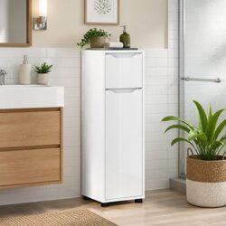 Bathroom Vanity Cabinet White 30.5 x 30 x 101 cm Storage Unit with Adjustable