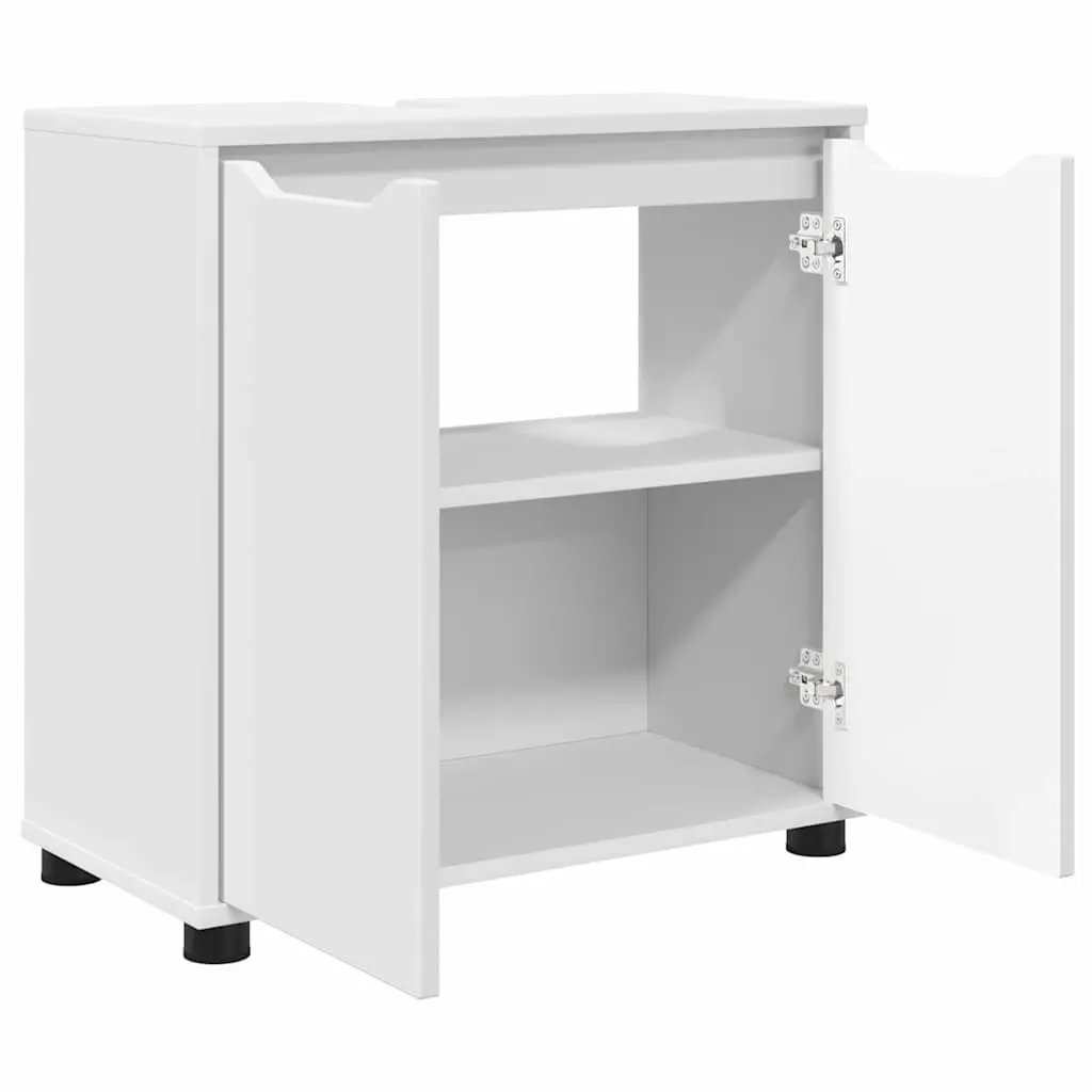 Bathroom Basin Cabinet White Modern Engineered Wood Storage Unit Adjustable Shelves