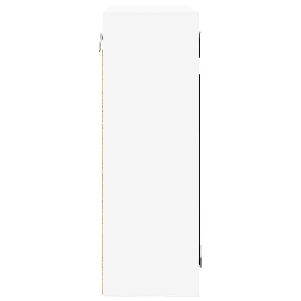 Bathroom Mirror Cabinet White Wall-Mounted Storage Engineered Wood with Mirrored Door and Glass Shelves