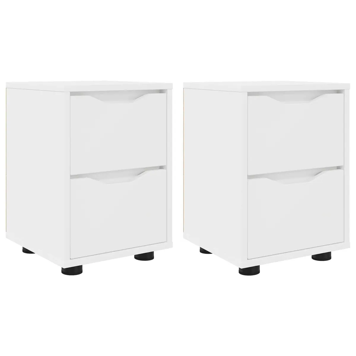 Bedside Table 30.5cm White Engineered Wood Modern Nightstand with Drawer