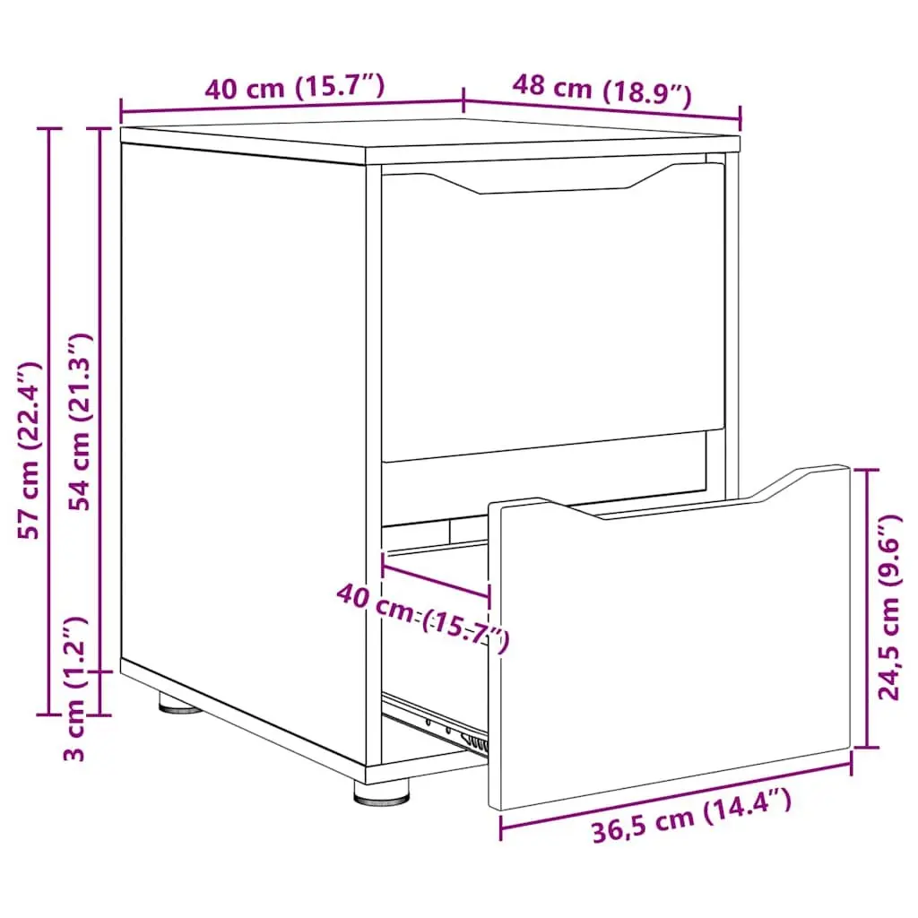 Storage Cabinet White 40 x 48 x 57 cm Engineered Wood Drawer Organiser
