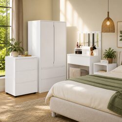 White Engineered Wood Storage Cabinet for Modern Living