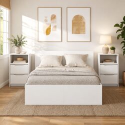 Enhance Your Space with White Bedside Tables - 2 Pcs