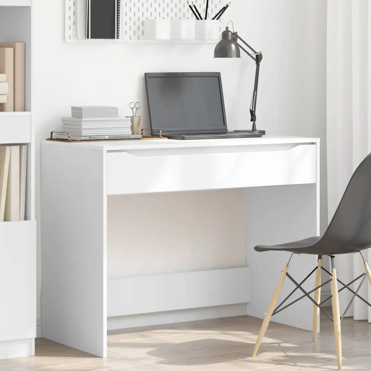 Engineered Wood Desk 100 x 50 cm Rectangular with Integrated Storage Drawer