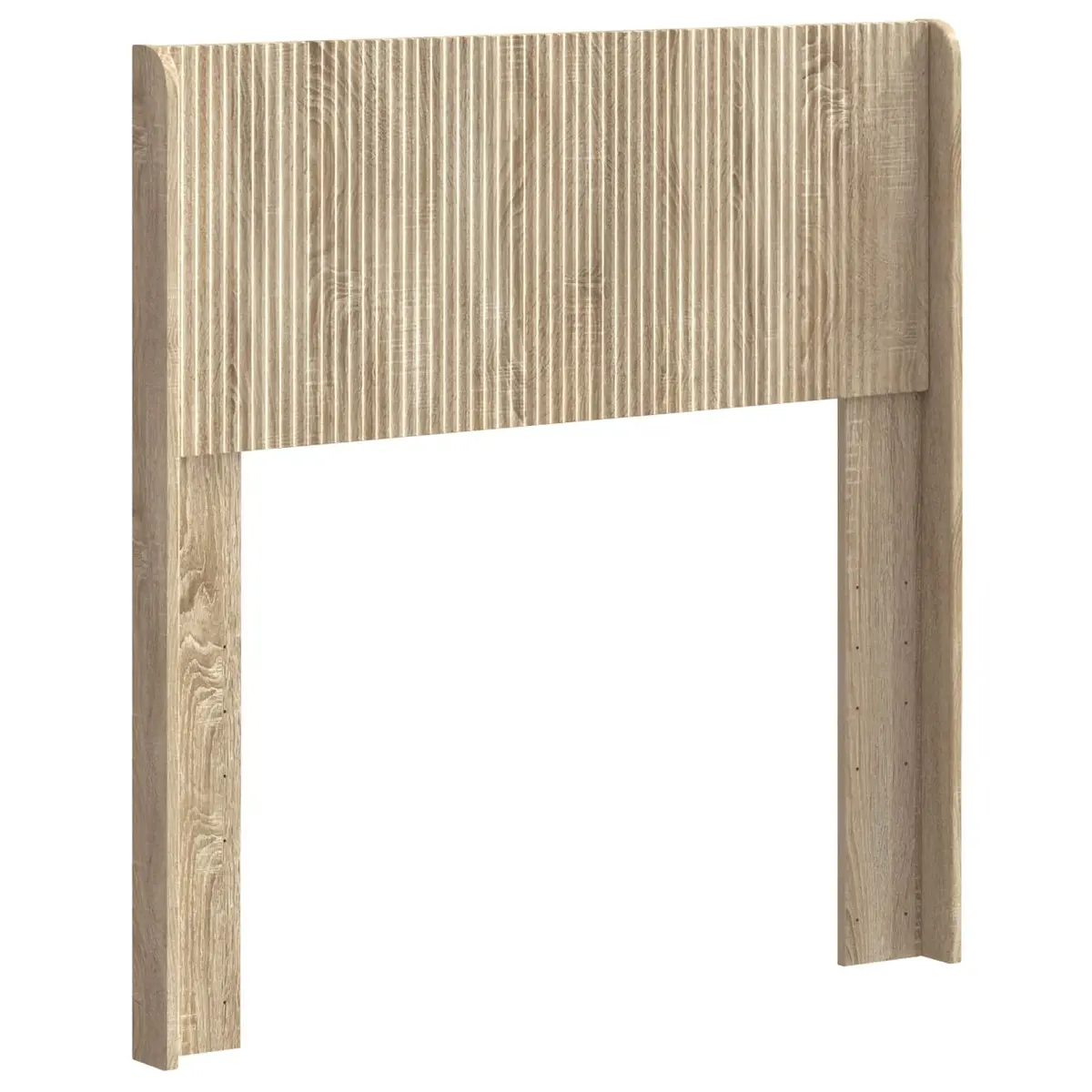 Headboard Brown Vertical Slat Design Engineered Wood Bedroom Furniture Mount
