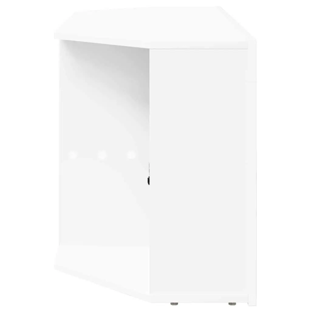 Corner LED TV Cabinet White Wall Mounted with Integrated Lighting and Storage Compartments