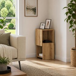 Space-Saving Corner Cabinet for Modern Living Rooms