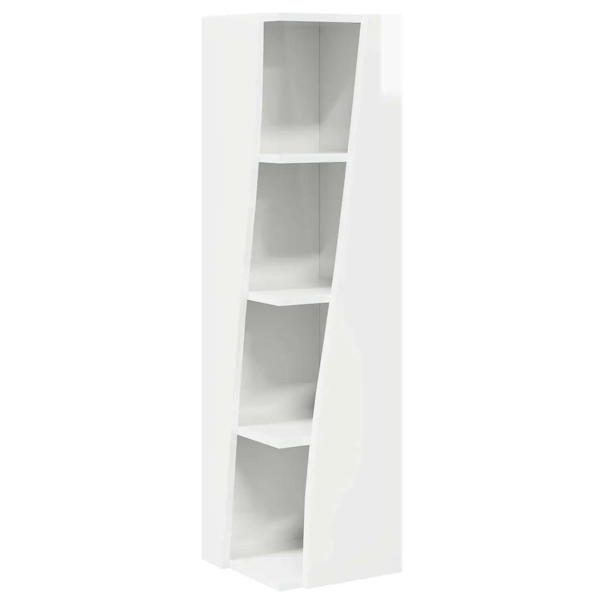 Corner Storage Cabinet High Gloss White Modern Living Room Shelving Unit