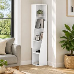 Corner Storage Cabinet High Gloss White Modern Living Room Bedroom Organizer