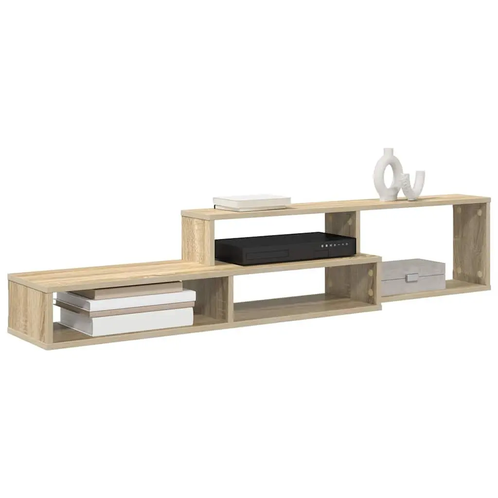 Wall Mounted TV Stand 150x25x28.5cm Grey Modern Storage Shelves