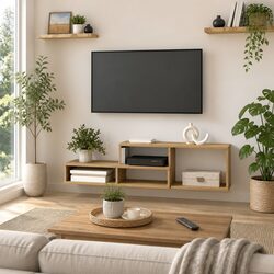 Brown Engineered Wood Wall-Mounted TV Stand for Space Savers