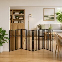 Dog Gate 4 Panels Black 100x100cm Pet Enclosure Foldable Indoor Playpen