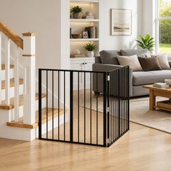 Foldable Pet Enclosure 2 pcs Black for Indoor Safety