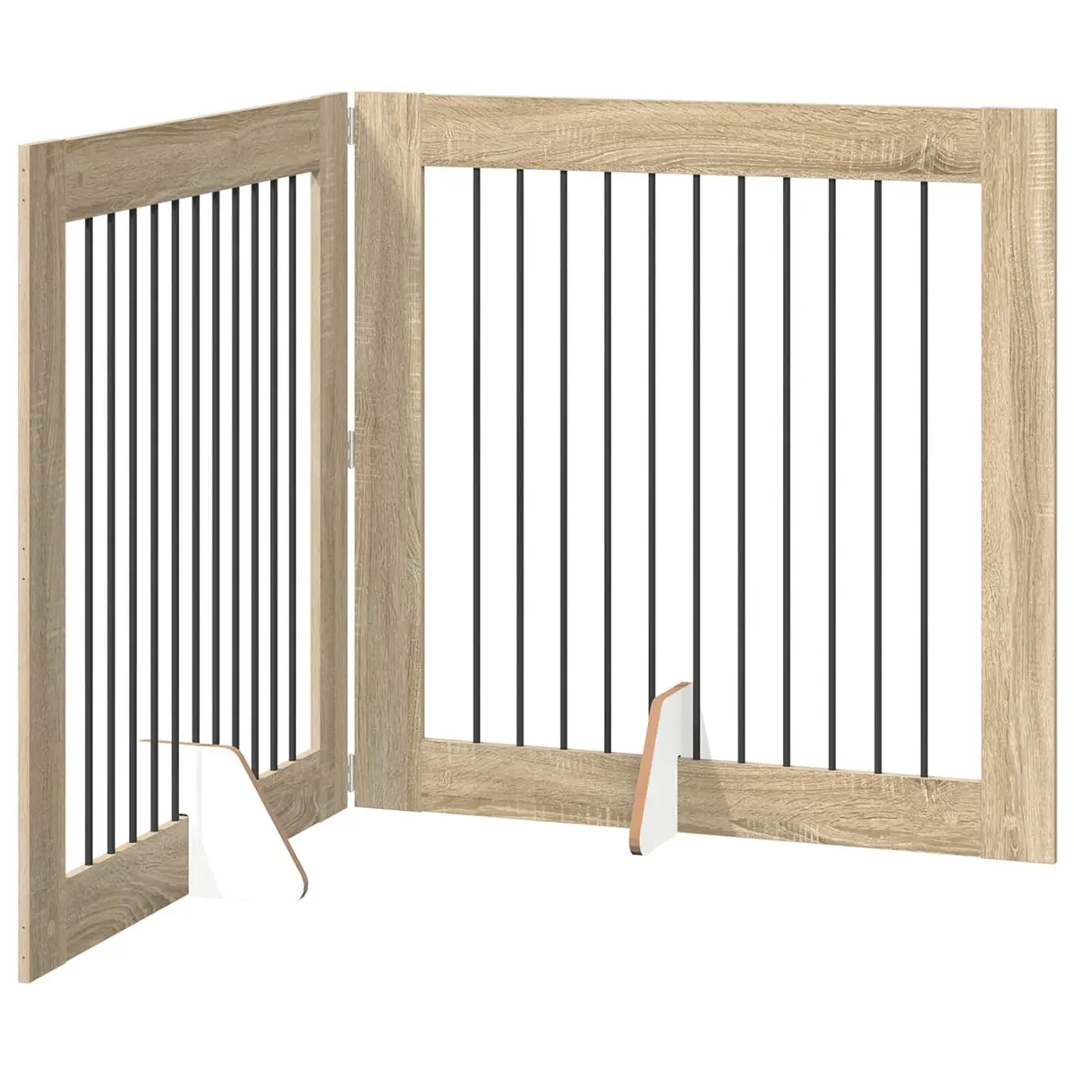 Foldable Dog Gate 200.5 cm Brown Portable Pet Fence Indoor Use
