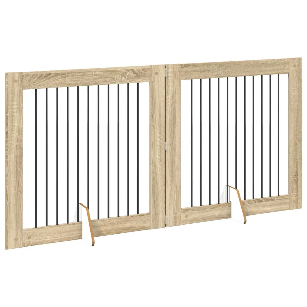 Foldable Dog Gate 200.5 cm Brown Portable Pet Fence Indoor Use