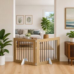 Enhance Your Home with a Foldable Dog Gate in Brown