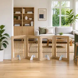 Foldable Indoor Dog Gate - 4 Panels in Brown Sonoma Oak