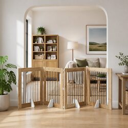 Enhance Your Space with a Foldable Dog Gate in Brown
