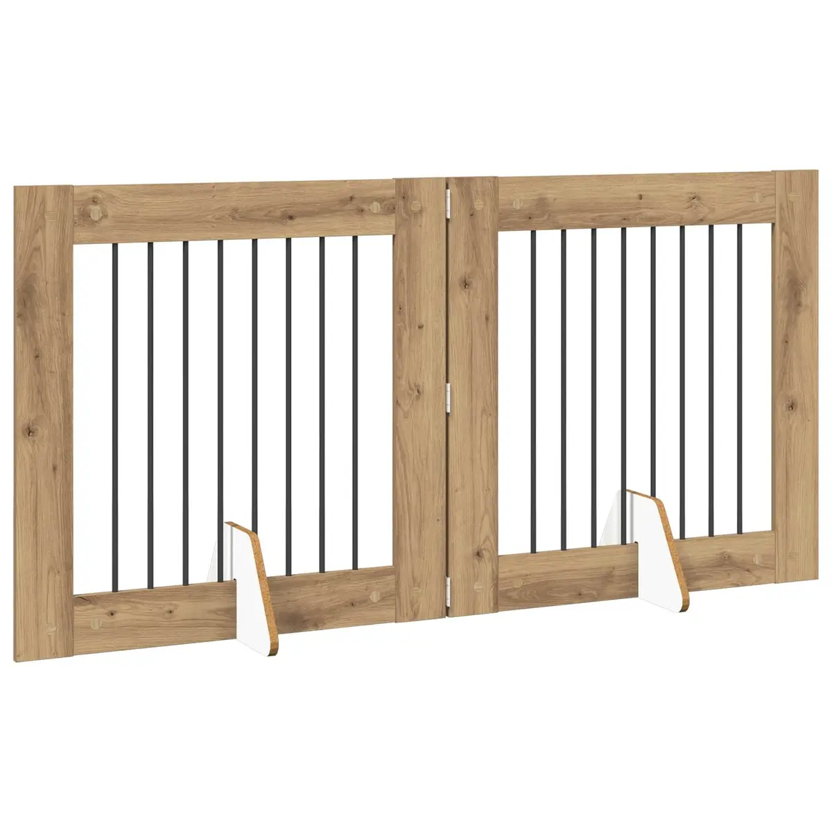 Foldable Dog Gate 160.5 cm Portable Indoor Pet Fence 2 pcs Brown