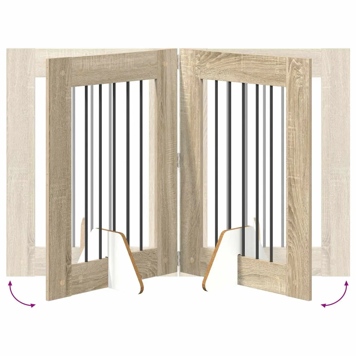 Foldable Dog Gate 120.5 cm with Stands 2 pcs Sonoma Oak Indoor Pet Barrier