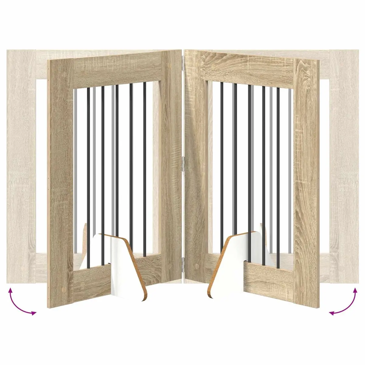 Foldable Dog Gate 241cm Sonoma Oak Freestanding Pet Barrier Panel
