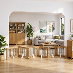 Brown Portable Pet Fence for Indoor Use, 6 Panels
