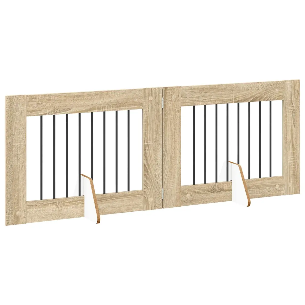 Foldable Dog Gate 160.5 cm Galvanised Steel Portable Indoor Pet Fence 2 pcs