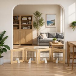 Stylish Indoor Dog Barrier - 4-Piece Pet Fence