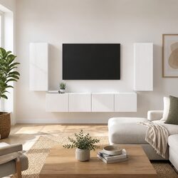 Elevate Your Living Room with a White TV Wall Cabinet Set