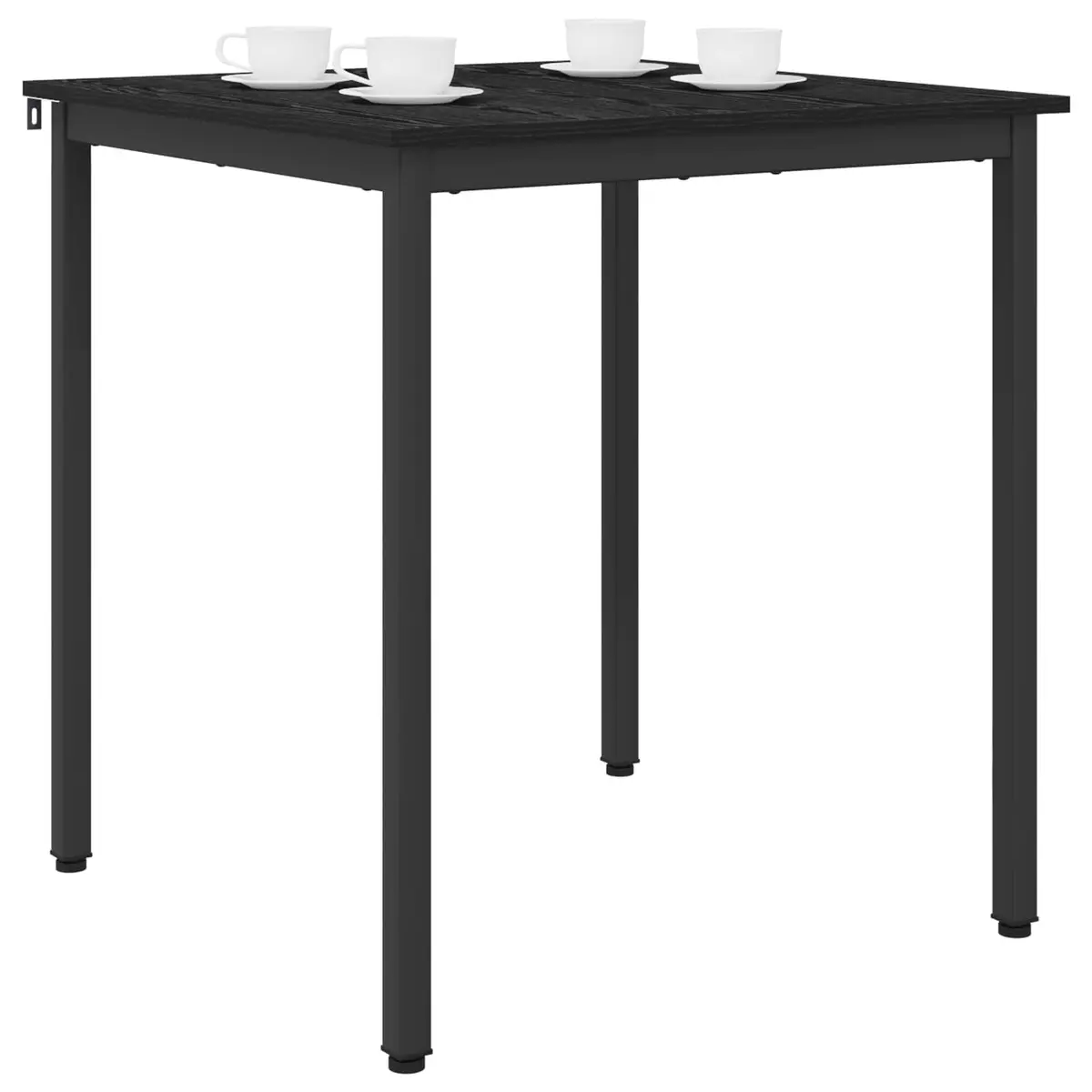 Dining Table 70x70x75cm Black Metal Frame Engineered Wood Surface Modern Kitchen Furniture