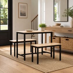 Natural Brown Pine Bench for Dining and Patios 80x35x45cm